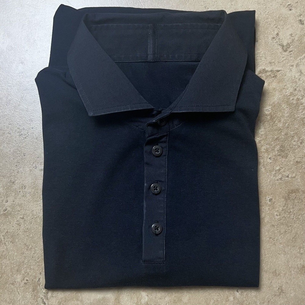 Lululemon Polo Shirt Men Medium Black Short Sleeve Lightweight Golf